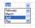 Combo box with four text choices showing and vertical scroll bar
