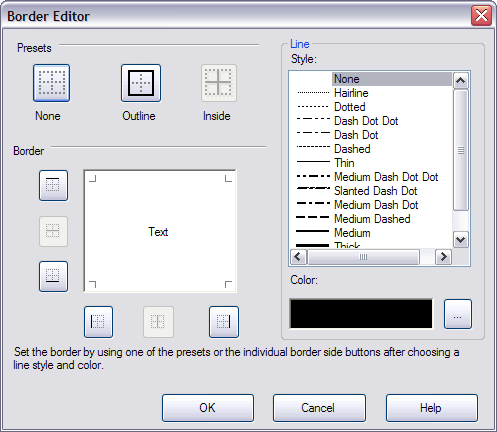 Border Editor Dialog in Spread Designer