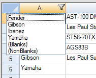 Row Filter Drop-Down List