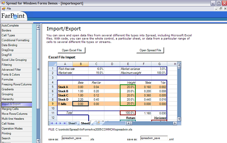 Example of OpenExcel