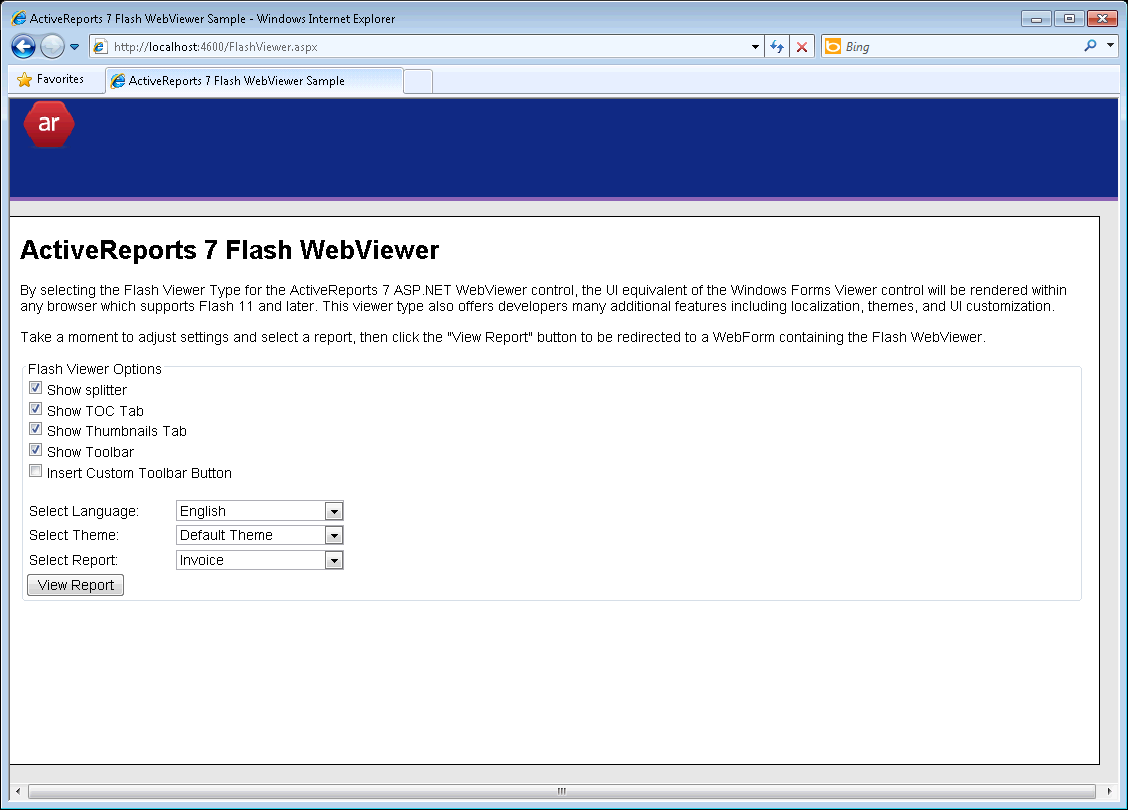 Active Reports Web Pro