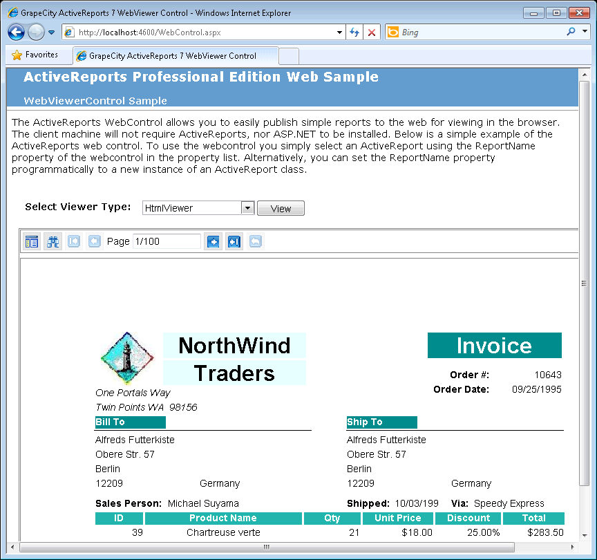 Active Reports Web Pro