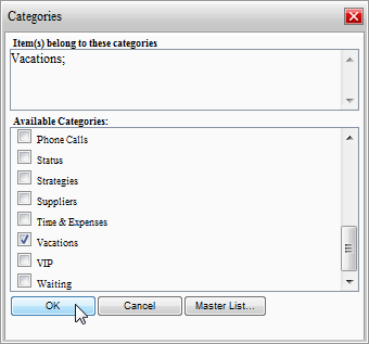 Assigning Categories to an Appointment